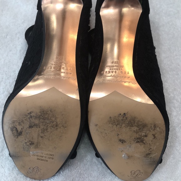 Ted Baker black laced booties with heels and silver rhinestones!open toes - Picture 4 of 6